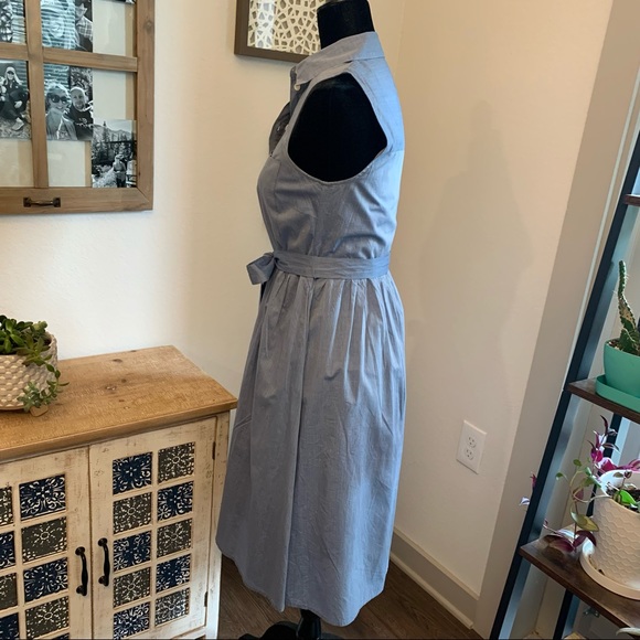 Chambray Fit and Flare Button Down Dress - Picture 4 of 5